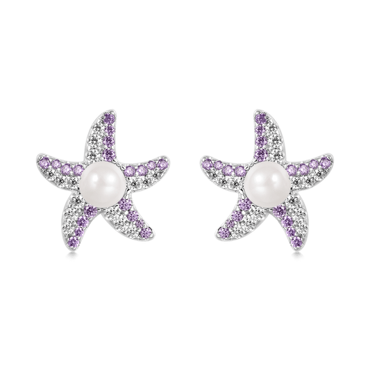 Gnoce Pearl Starfish Stud Earrings_1