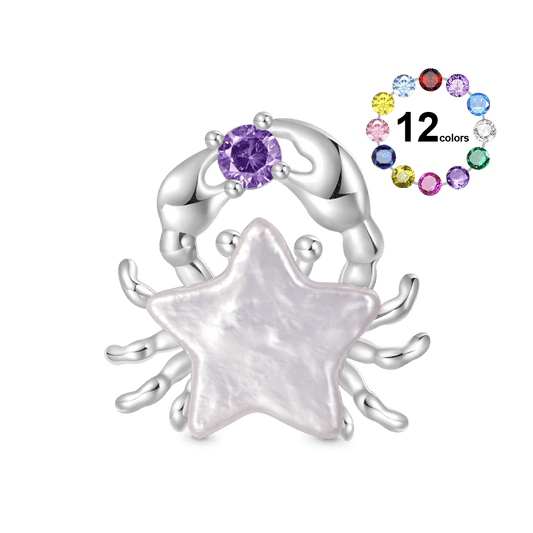 Gnoce Irregular Pearl Crab Star Birthstone Stopper Charm_1