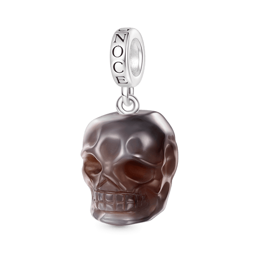 Gnoce Halloween Natural Agate Skull Pendant Dangle Charm_1