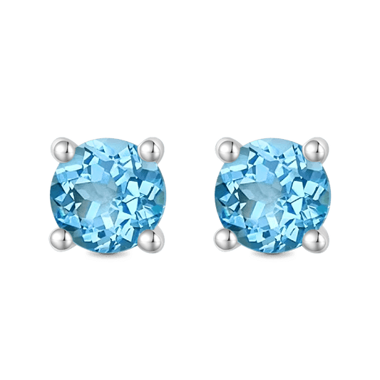 Gnoce Round Blue Topaz Stud Earrings_1