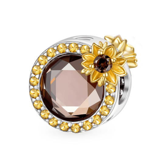 Gnoce Sunflower Round-cut Smoky Zircon Charm_1