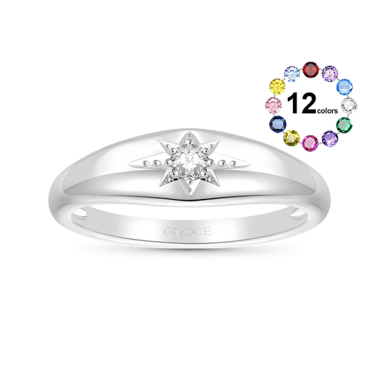 Gnoce White CZ Northern Star Birthstone Band Ring_1