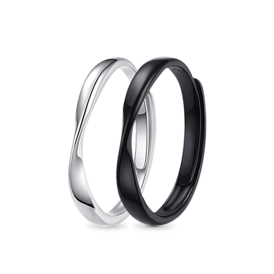 Gnoce Mobius Black & White Couple Rings_1