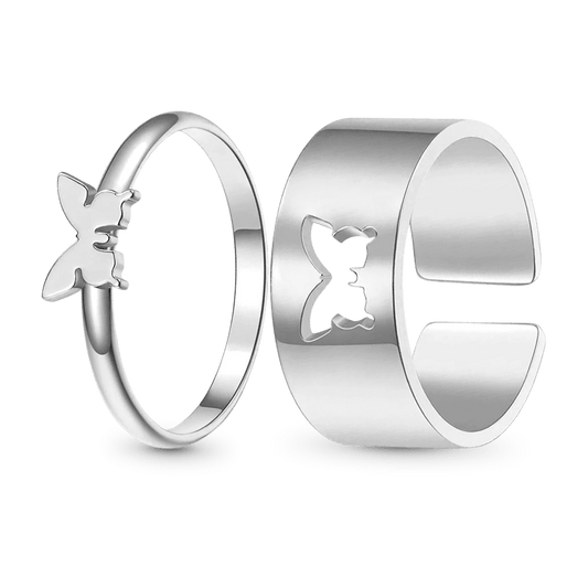 Gnoce Valentine's Day Butterfly Adjustable Couple Rings_1