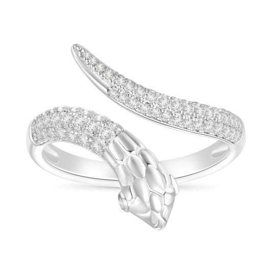 Gnoce Gothic Pave White CZ Snake Ring_1
