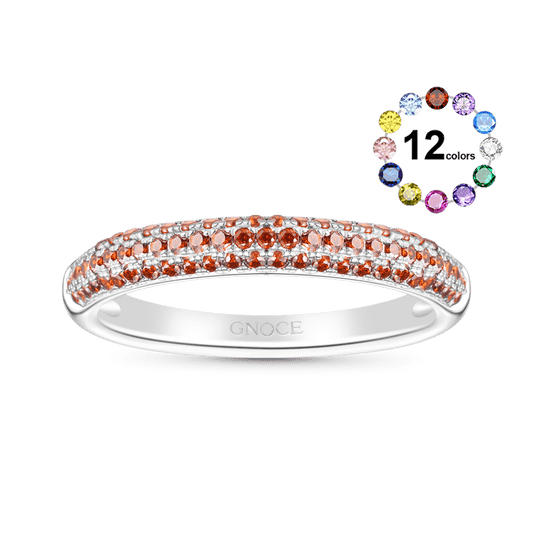 Gnoce Garnet Diamond Pave Birthstone Band Ring_1