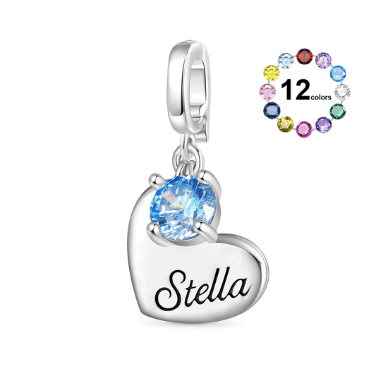 Gnoce Heart Engravable Birthstone Clasp Clusters Charm_1
