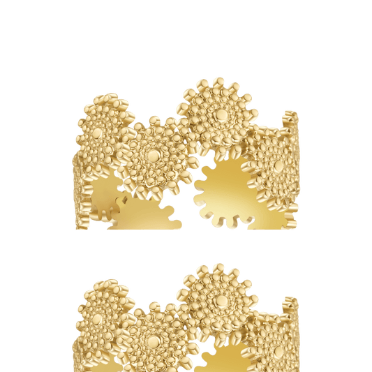 Gnoce Stunning Texture Stitching Gold Adjustable Ring_1