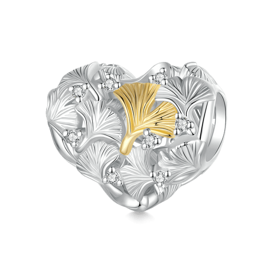 Gnoce Ginkgo Leaves Spliced with Love Heart Charm_1