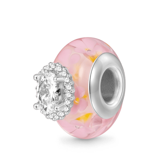 Gnoce Romantic Sakura Fat-square White Diamond Glass Charm_1