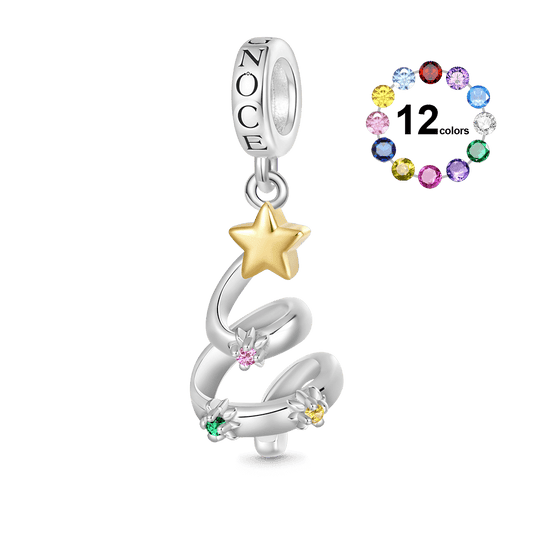 Gnoce Lucky Star Birthstone Christmas Tree Pendant Dangle Charm_1