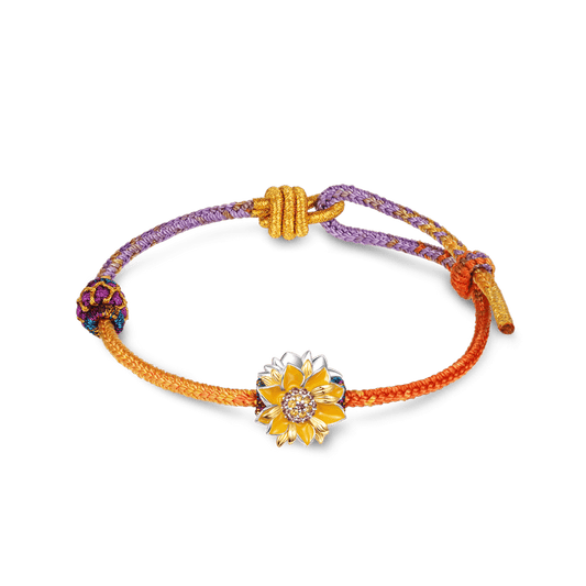 Gnoce Nine Purple Fire Dragon Tai Sui Red Hand-woven Bracelet with Sunflower Charm_1