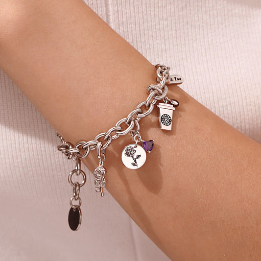 Gnoce Birthday Flower & Birthstone Heart Clasp Clusters Charm_6