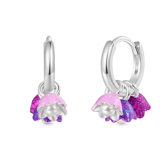 Gnoce Purple Tulip Pearl Stamen Hoop Earrings_1