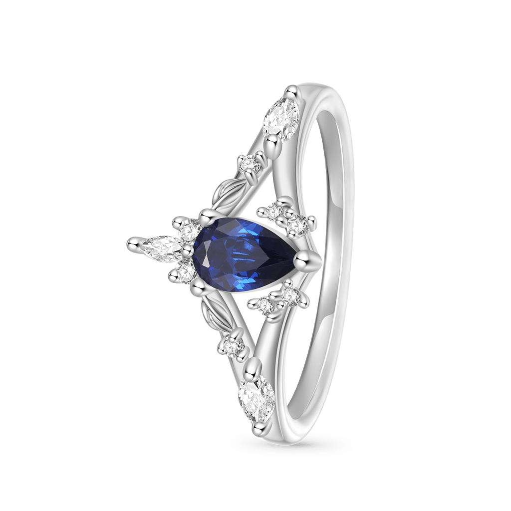 Gnoce Pear Sapphire Twist Leaf Promise Ring_2