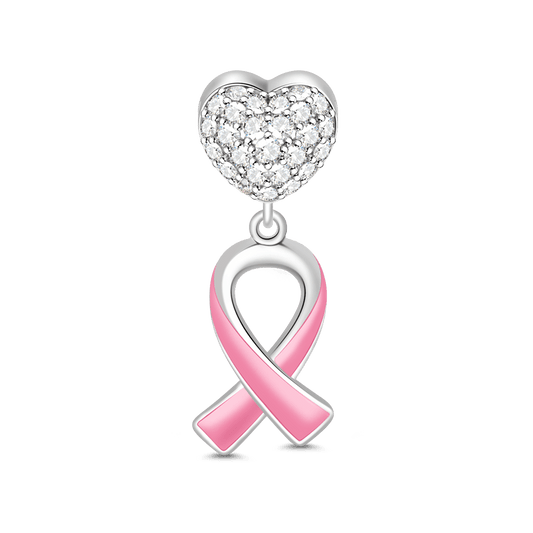 Gnoce "Breast Cancer Awareness" 925 Sterling Silver Pink Enamel Ribbon Spreading Awareness of Breast Cancer_1