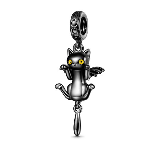 Gnoce Black Cat with Bat Wings Pendant Dangle Charm_1