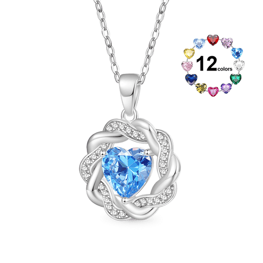Gnoce Circle of Gratitude Diamond Heart Birthstone Necklace_1