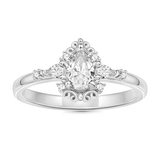 Gnoce Pear-cut Art Nouveau Bridal Ring_1