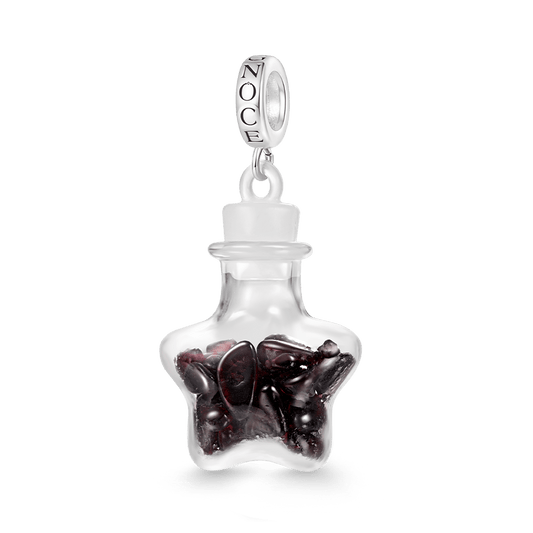 Gnoce Natural Garnet Crystal Star Glass Bottle Pendant Dangle Charm_1