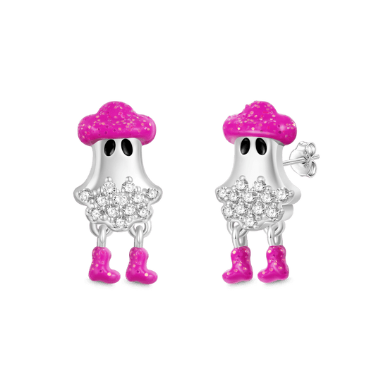 Gnoce Halloween Cute Cowboy Ghost Stud Earrings_1