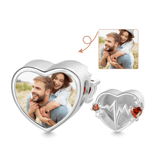 Gnoce ECG Ripples Heart Birthstone Personalized Photo Charm_1