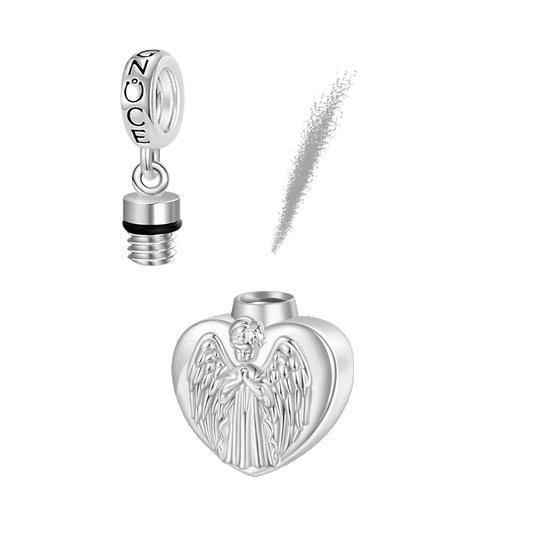 Gnoce Memorial Angel Urn Ashes Heart Pendant Dangle Charm_1