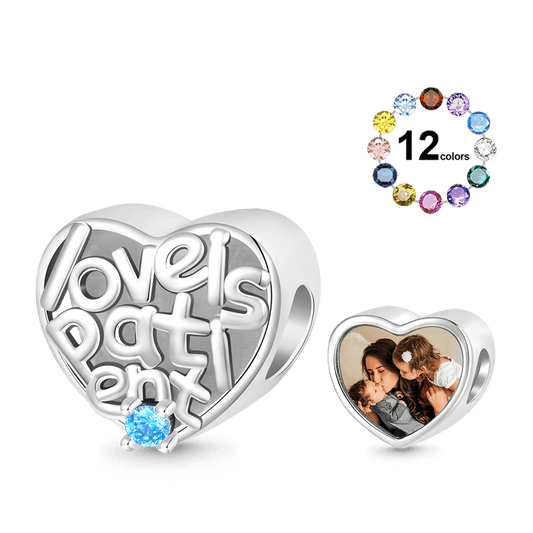 Gnoce 'Love is patient' Heart Mother Personalized Photo Charm_1