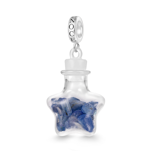 Gnoce Blue Stripe Crystal Glass Bottle Pendant Dangle Charm_1