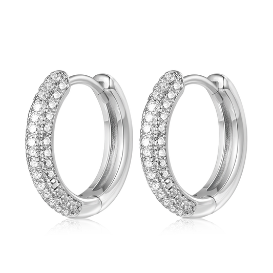Gnoce Cubic Zirconia Sterling Silver Hoop Earrings_1