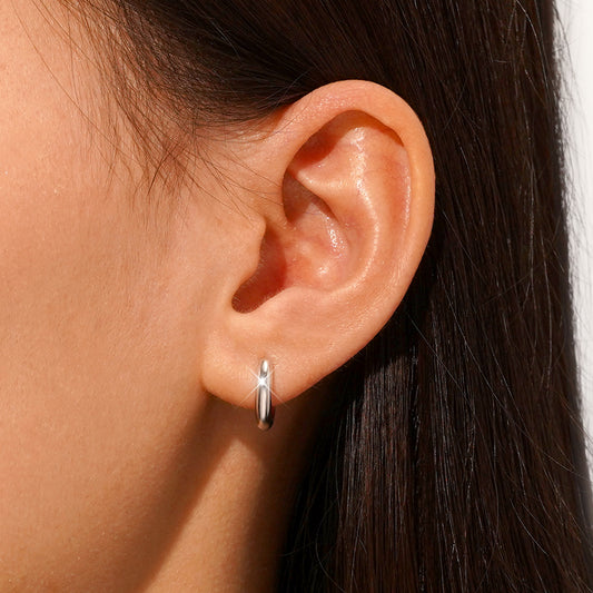 Gnoce High Polish Plain Color Hoop Huggie Earrings_7