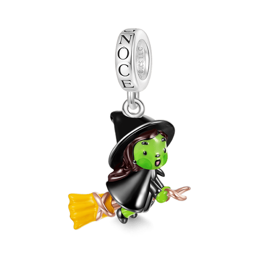 Gnoce Wicked Elphaba on Broom Flying Pendant Dangle Charm_1