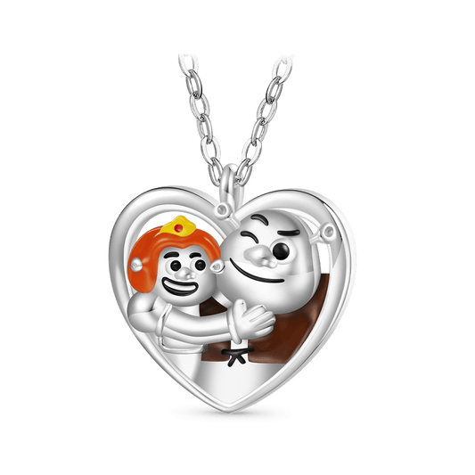 Gnoce Shrek & Fiona Heart Necklace_1