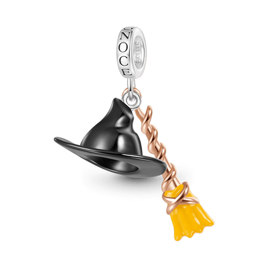 Gnoce Wicked Witch Elphaba's Hat & Broom Pendant Dangle Charm_1