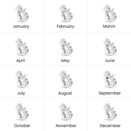 Gnoce Cute Cat Silhouette Birthstone Charm_7