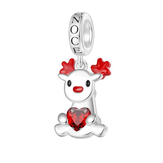 Gnoce Christmas Elk Rotating Body Embraces Heart Pendant Dangle Charm_1