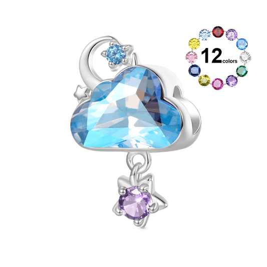 Gnoce Personalized Blue Cloud Star Birthstone Charm_1
