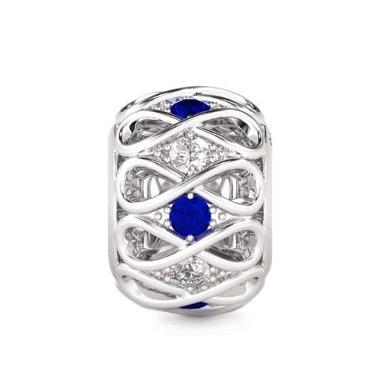 Gnoce "Infinity Hope" 925 Sterling Silver Blue-and-white Clear Crystals Hollow Bead Charms_1