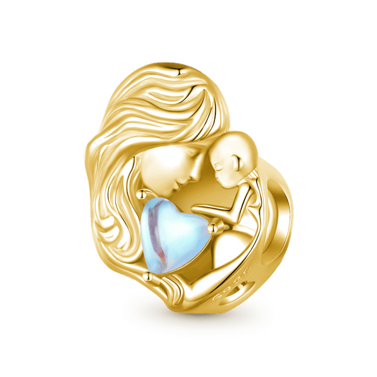 Gnoce 18k Gold Plated Mother & Child Moonstone Charm_1