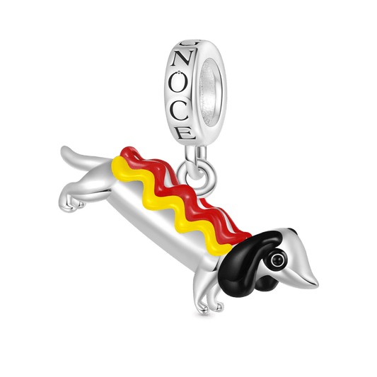 Gnoce Cute Dachshund Dog in Hot Dog Costume Pendant Dangle Charm_1