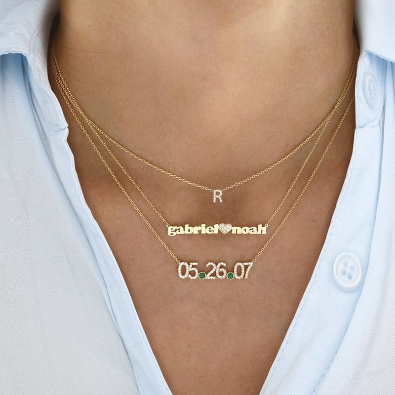 Gnoce Personalized Date Necklace With Diamond_6