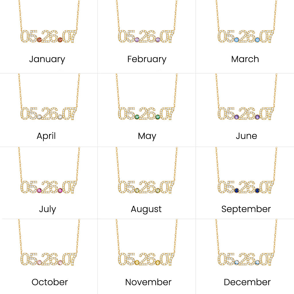 Gnoce Personalized Date Necklace With Diamond_7