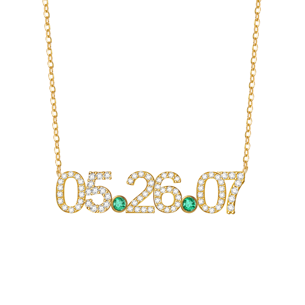 Gnoce Personalized Date Necklace With Diamond_4