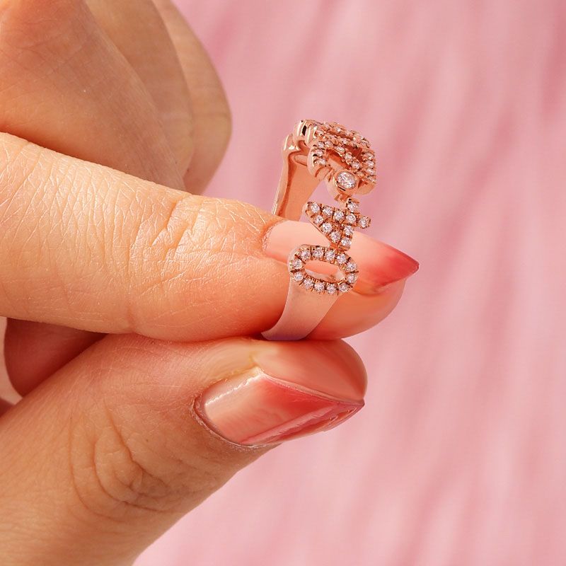 Gnoce Personalized Diamond Pave Date Ring with Birthstone_7