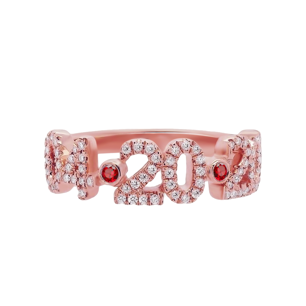 Gnoce Personalized Diamond Pave Date Ring with Birthstone_4
