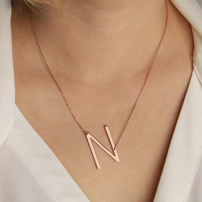 Gnoce Personalized Sideways Large Initial Letter Necklace_5