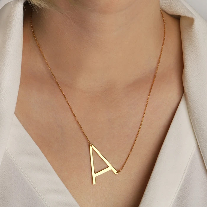 Gnoce Personalized Sideways Large Initial Letter Necklace_7