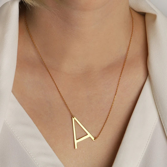 Gnoce Personalized Sideways Large Initial Letter Necklace_7