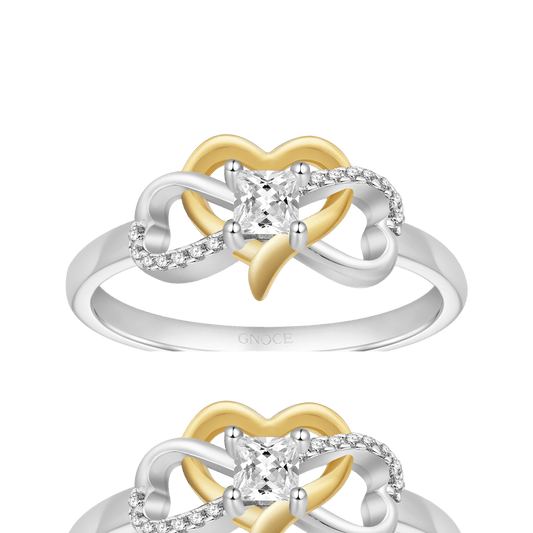 Gnoce Diamond Two-Tone Heart Infinity Mobius Promise Ring_1