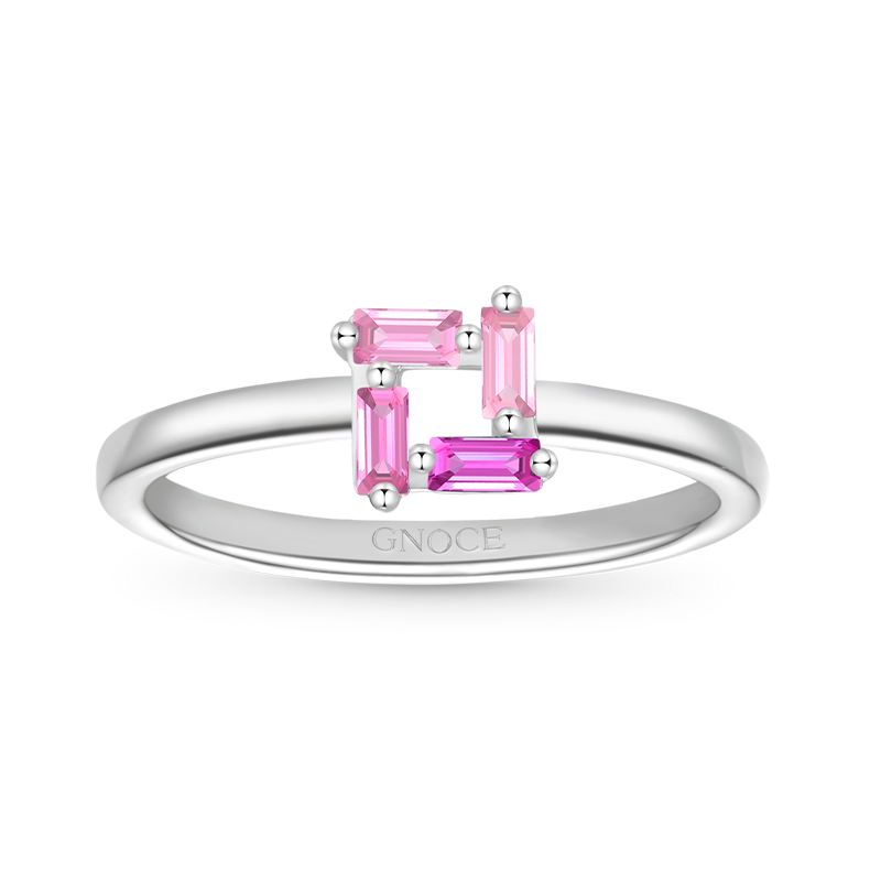 Gnoce Rectangular Flat Cut Pink Ring_1